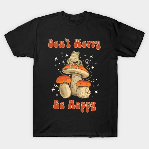 Vintage Cute Frog Retro Mushroom Types of Frogs Cottagecore Frog Lover T-Shirt by Mochabonk